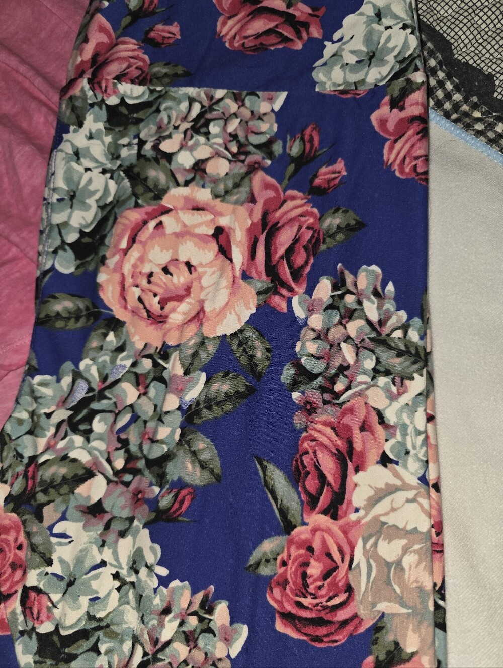 LuLaRoe Tall & Curvy Floral Leggings in Royal Blue and Pink